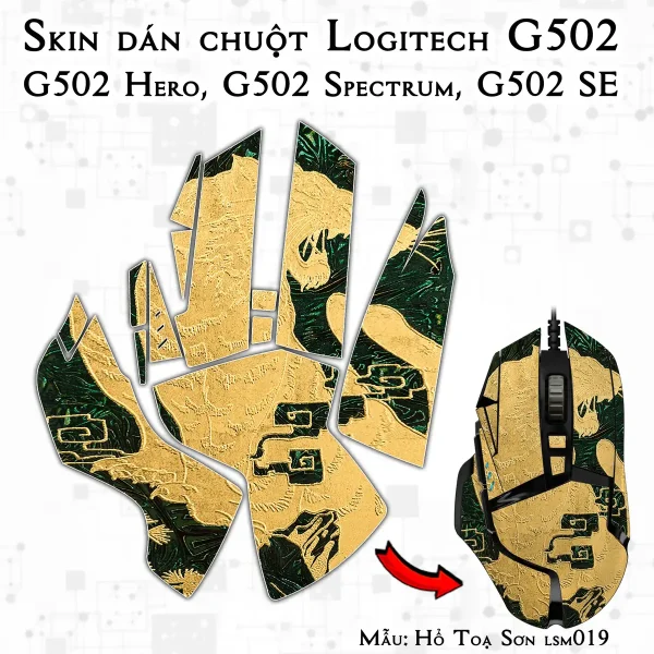 Skin dán chuột Logitech G502 mẫu Hổ Toạ Sơn lsm019
