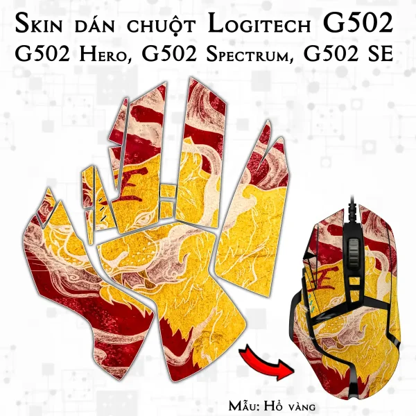Skin dán chuột Logitech G502 mẫu Hổ vàng