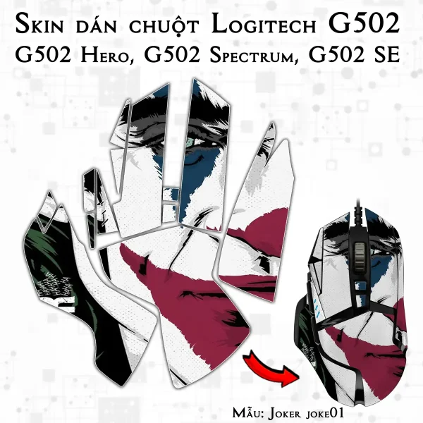 Skin dán chuột Logitech G502 mẫu Joker joke01