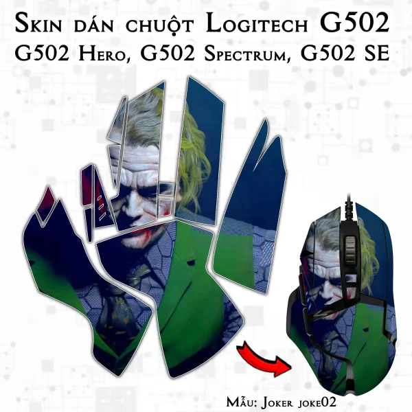 Skin dán chuột Logitech G502 mẫu Joker joke02
