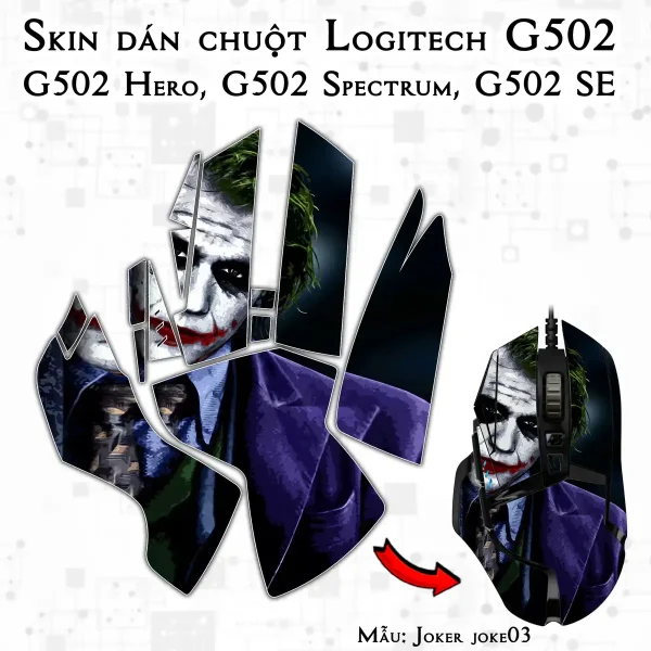 Skin dán chuột Logitech G502 mẫu Joker joke03