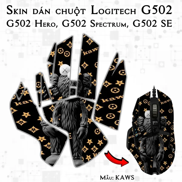Skin dán chuột Logitech G502 mẫu KAWS