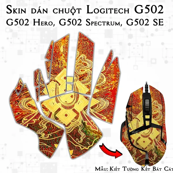 Skin dán chuột Logitech G502 mẫu Kiết Tường Kết Bát Cát Tường