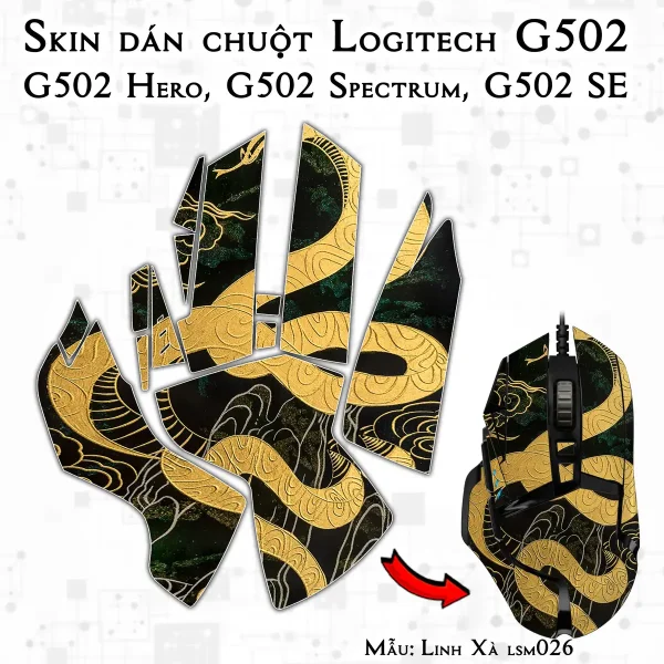 Skin dán chuột Logitech G502 mẫu Linh Xà lsm026
