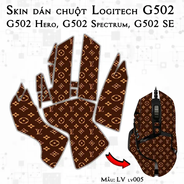 Skin dán chuột Logitech G502 mẫu LV lv005