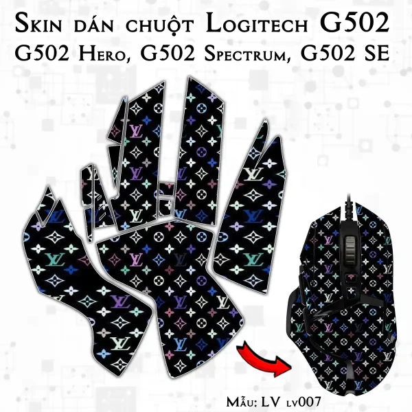 Skin dán chuột Logitech G502 mẫu LV lv007