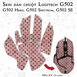 Skin dán chuột Logitech G502 mẫu LV lấp lánh