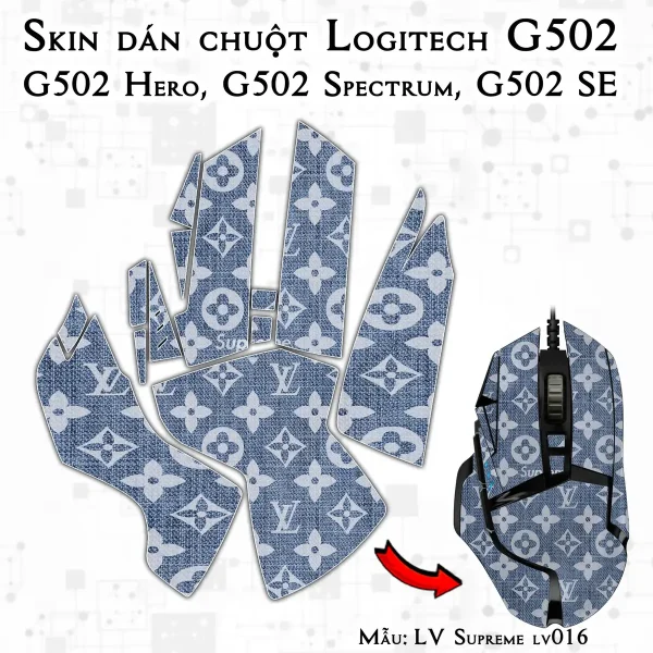 Skin dán chuột Logitech G502 mẫu LV Supreme lv016