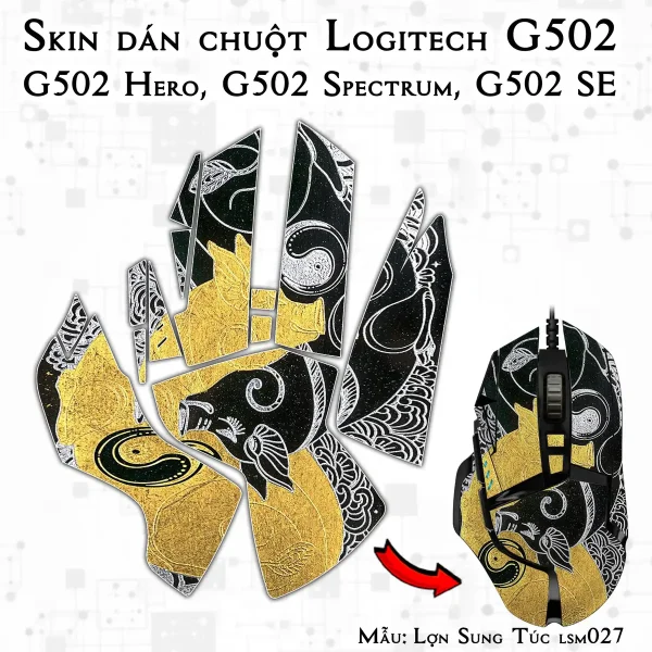 Skin dán chuột Logitech G502 mẫu Lợn Sung Túc lsm027