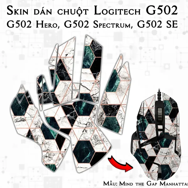 Skin dán chuột Logitech G502 mẫu Mind the Gap Manhattan Trial074