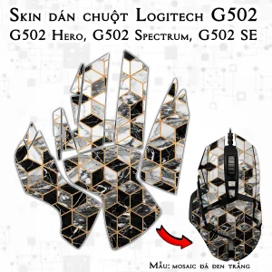 Skin dán chuột Logitech G502 mẫu mosaic đá đen trắng
