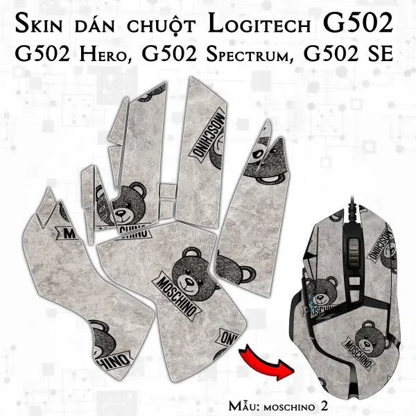 Skin dán chuột Logitech G502 mẫu moschino 2
