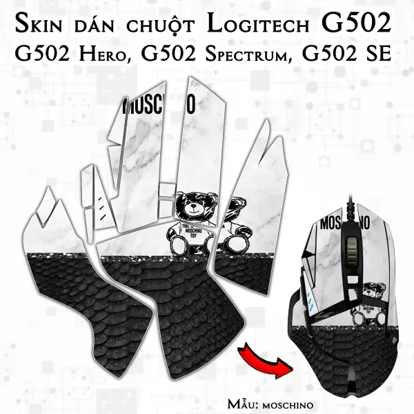 Skin dán chuột Logitech G502 mẫu moschino