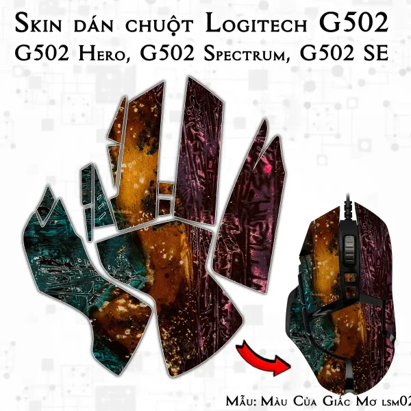 Skin dán chuột Logitech G502 mẫu Màu Của Giấc Mơ lsm028