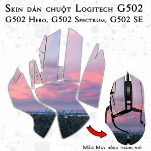 Skin dán chuột Logitech G502 mẫu Mây hồng thành phố