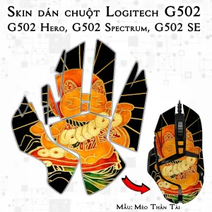 Skin dán chuột Logitech G502 mẫu Mèo Thần Tài