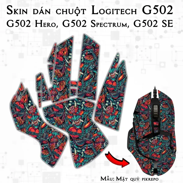 Skin dán chuột Logitech G502 mẫu Mặt quỷ pikrepo
