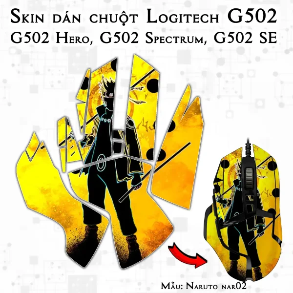 Skin dán chuột Logitech G502 mẫu Naruto nar02