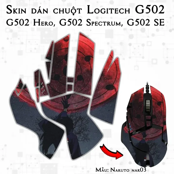Skin dán chuột Logitech G502 mẫu Naruto nar03