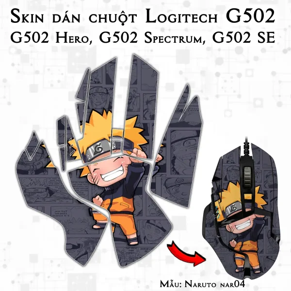 Skin dán chuột Logitech G502 mẫu Naruto nar04