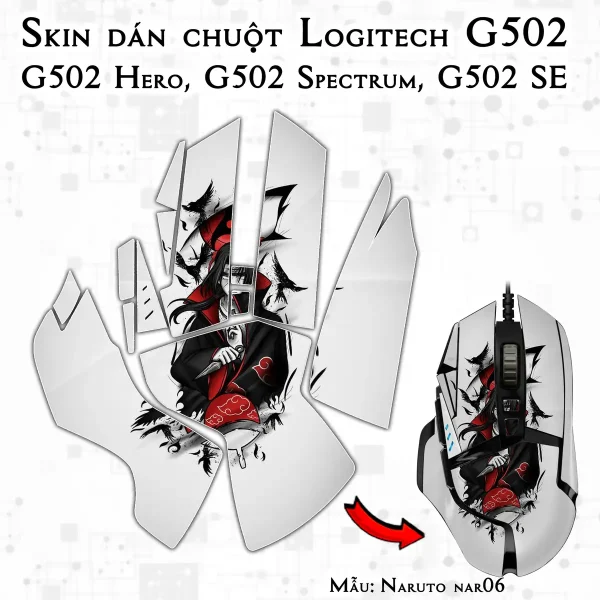 Skin dán chuột Logitech G502 mẫu Naruto nar06