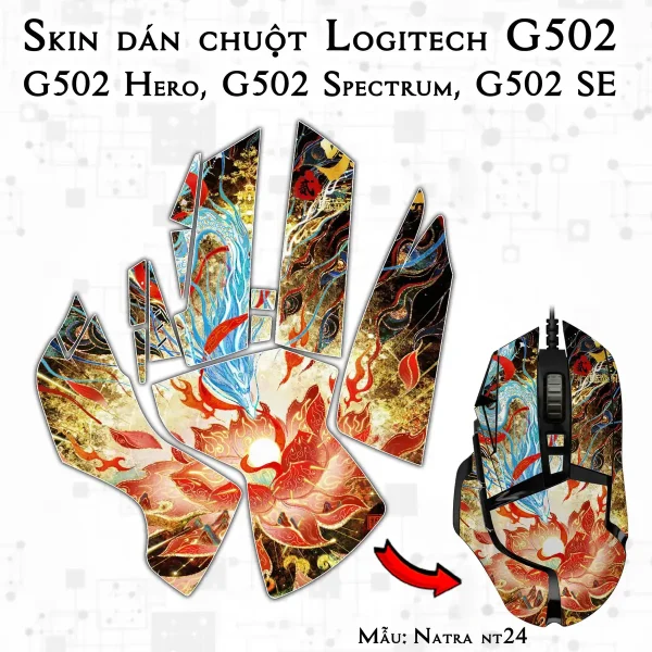 Skin dán chuột Logitech G502 mẫu Natra nt24
