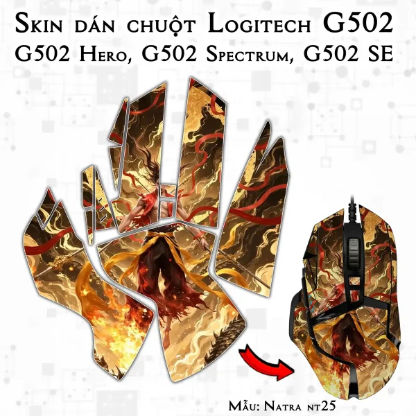Skin dán chuột Logitech G502 mẫu Natra nt25
