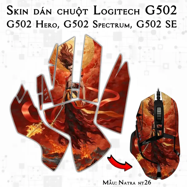 Skin dán chuột Logitech G502 mẫu Natra nt26