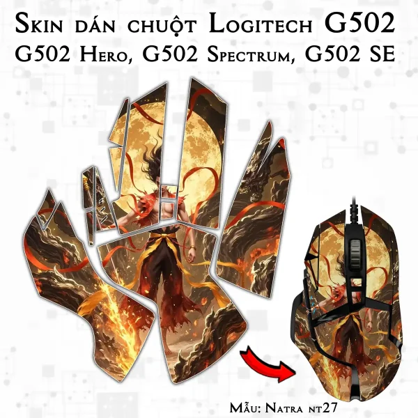 Skin dán chuột Logitech G502 mẫu Natra nt27