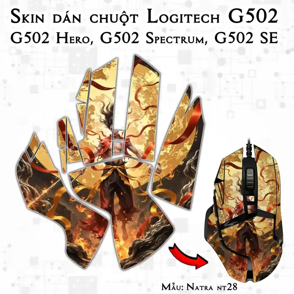 Skin dán chuột Logitech G502 mẫu Natra nt28