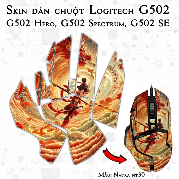 Skin dán chuột Logitech G502 mẫu Natra nt30