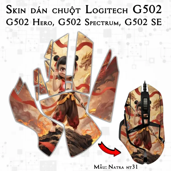 Skin dán chuột Logitech G502 mẫu Natra nt31