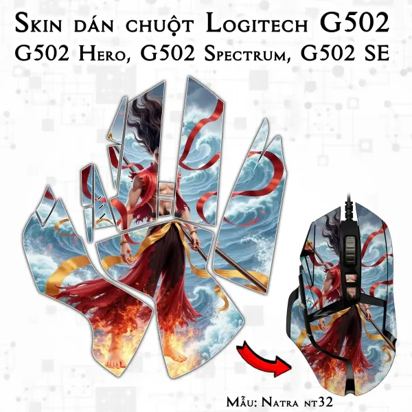 Skin dán chuột Logitech G502 mẫu Natra nt32