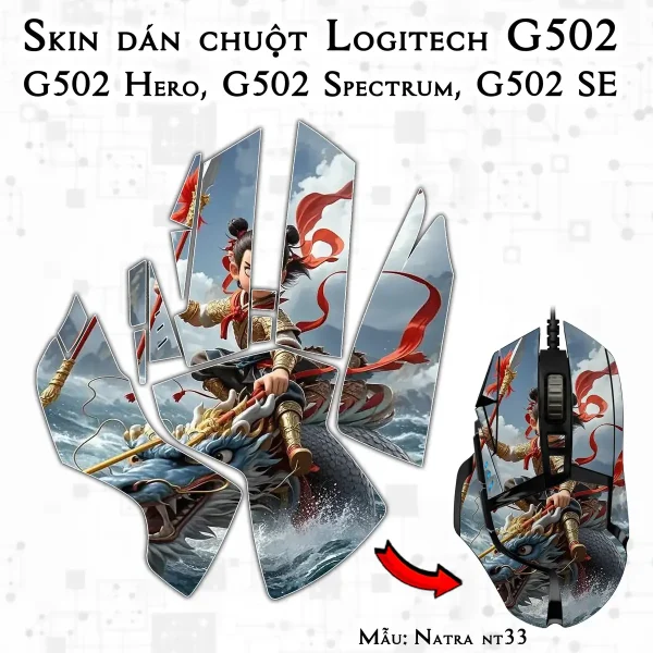 Skin dán chuột Logitech G502 mẫu Natra nt33