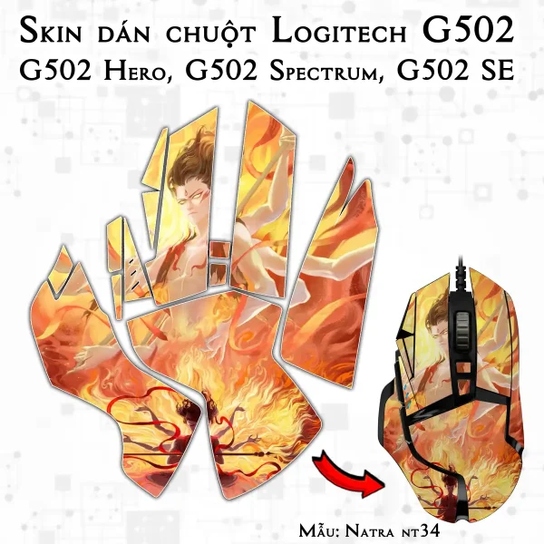 Skin dán chuột Logitech G502 mẫu Natra nt34