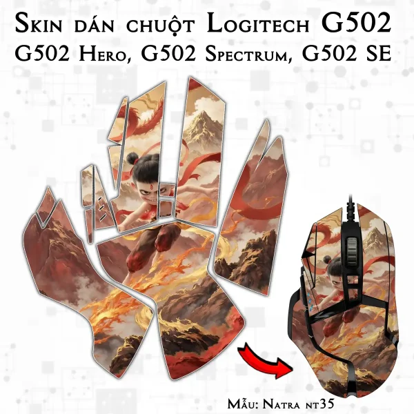 Skin dán chuột Logitech G502 mẫu Natra nt35