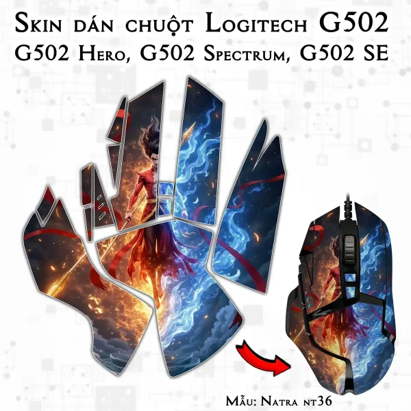 Skin dán chuột Logitech G502 mẫu Natra nt36