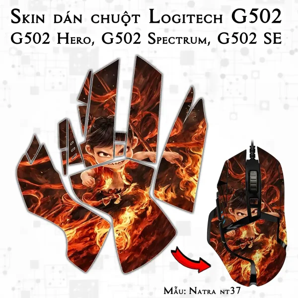Skin dán chuột Logitech G502 mẫu Natra nt37