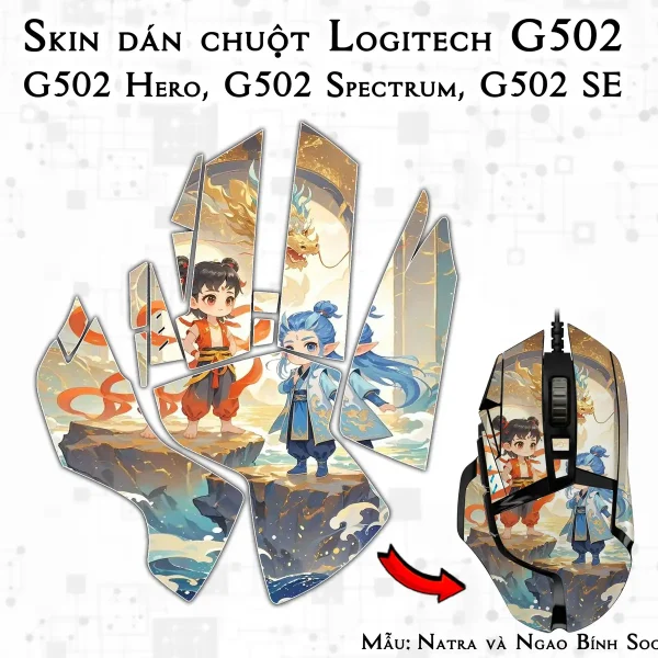 Skin dán chuột Logitech G502 mẫu Natra và Ngao Bính Socute nt01