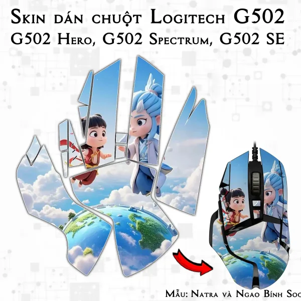 Skin dán chuột Logitech G502 mẫu Natra và Ngao Bính Socute nt02