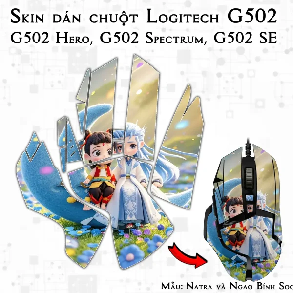 Skin dán chuột Logitech G502 mẫu Natra và Ngao Bính Socute nt03