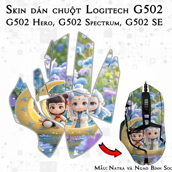 Skin dán chuột Logitech G502 mẫu Natra và Ngao Bính Socute nt05