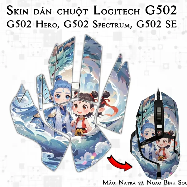 Skin dán chuột Logitech G502 mẫu Natra và Ngao Bính Socute nt06