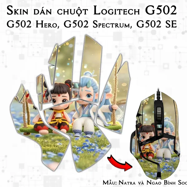Skin dán chuột Logitech G502 mẫu Natra và Ngao Bính Socute nt08