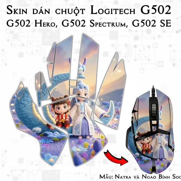 Skin dán chuột Logitech G502 mẫu Natra và Ngao Bính Socute nt11