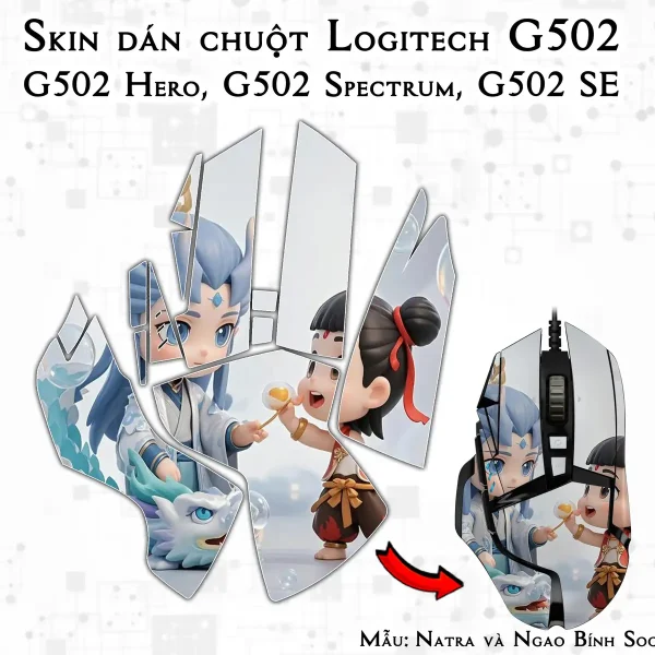 Skin dán chuột Logitech G502 mẫu Natra và Ngao Bính Socute nt13