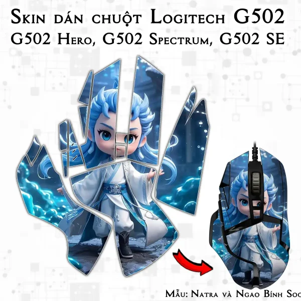 Skin dán chuột Logitech G502 mẫu Natra và Ngao Bính Socute nt14