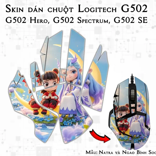 Skin dán chuột Logitech G502 mẫu Natra và Ngao Bính Socute nt15