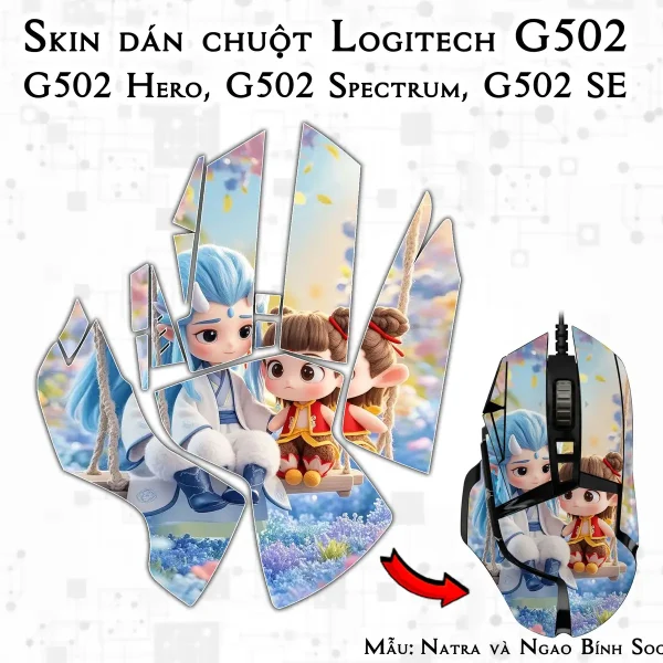Skin dán chuột Logitech G502 mẫu Natra và Ngao Bính Socute nt16