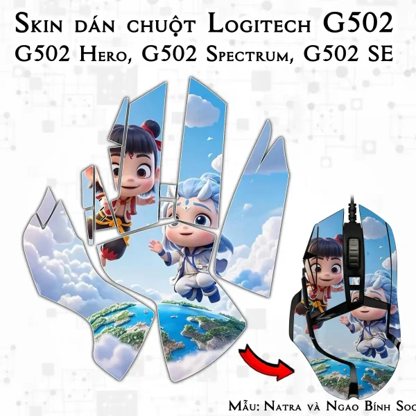 Skin dán chuột Logitech G502 mẫu Natra và Ngao Bính Socute nt18